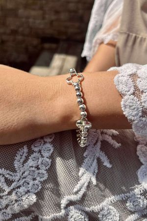 Laundry B Free Spirit Stretch Stacker Bracelet Triple Clover Silver